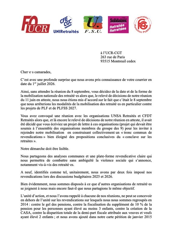 UCR CGT réponse
